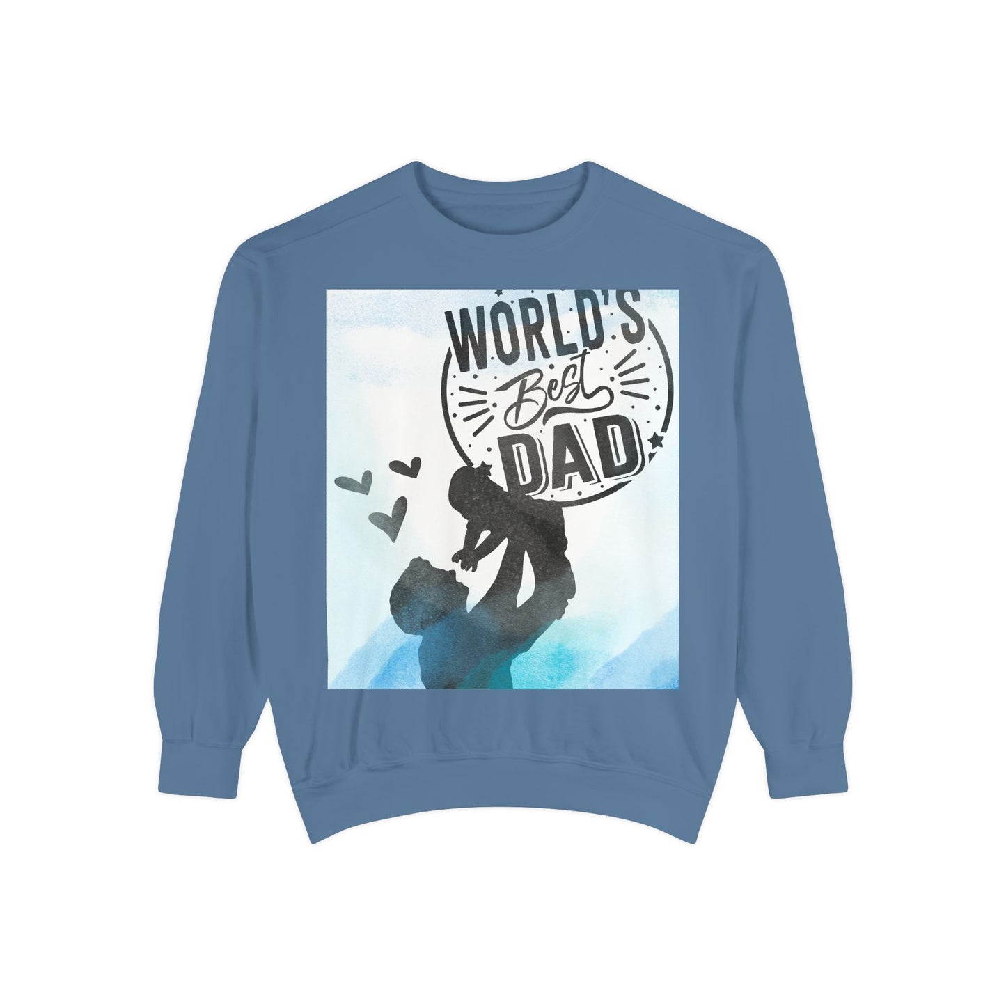 World's Best Dad Sweatshirt — Silhouette Father & Child Watercolor Design