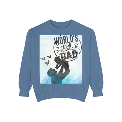 World's Best Dad Sweatshirt — Silhouette Father & Child Watercolor Design