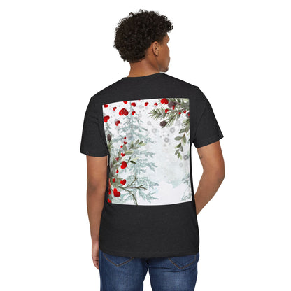 Her Heart Winter Floral T-Shirt — Romantic Snow & Red Berries Design