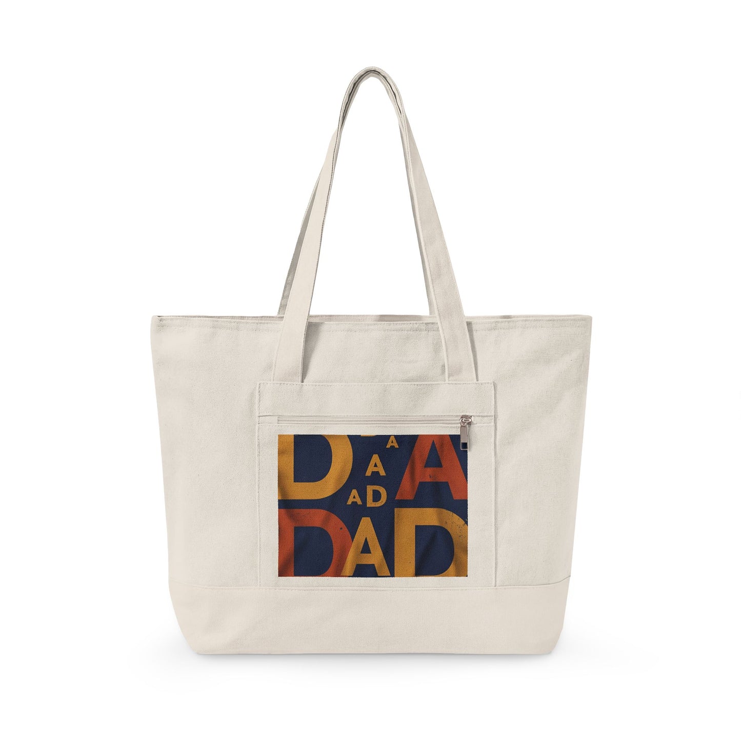 Retro Dad Canvas Tote — Zippered Large Canvas Tote