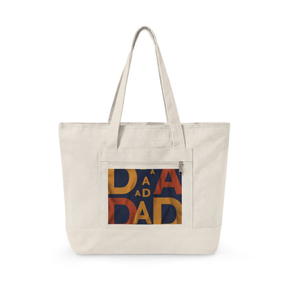 Retro Dad Canvas Tote — Zippered Large Canvas Tote