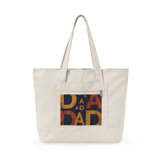 Retro Dad Canvas Tote — Zippered Large Canvas Tote