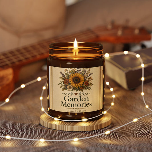 Garden Memories Soy Candle — Amber Jar Scented Candle (Multiple Sizes)