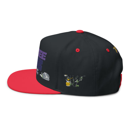 Flat Bill Cap - "Bee Amazing" Embroidered Floral Snapback