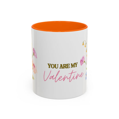 Valentine Floral Coffee Mug — "You Are My Valentine" Accent Mug