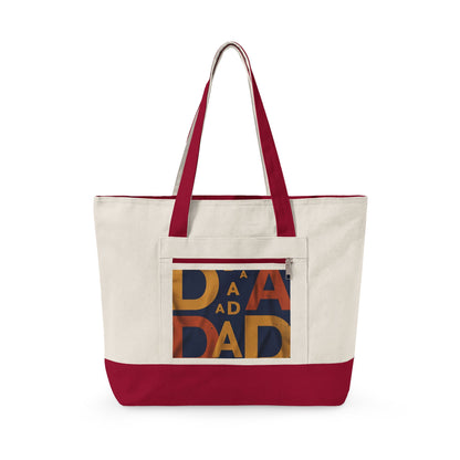 Retro Dad Canvas Tote — Zippered Large Canvas Tote