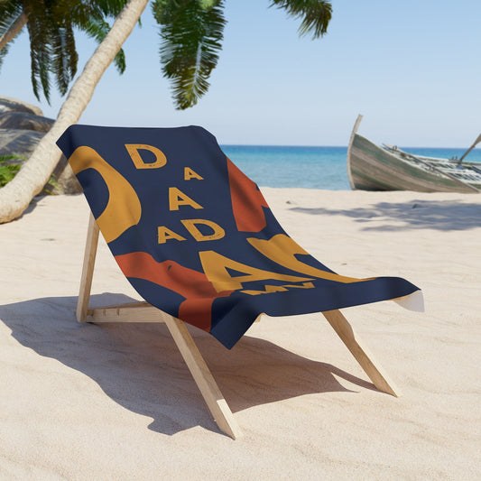 Retro Dad Bold Lettering Beach Towel — Navy & Orange Father’s Day Gift