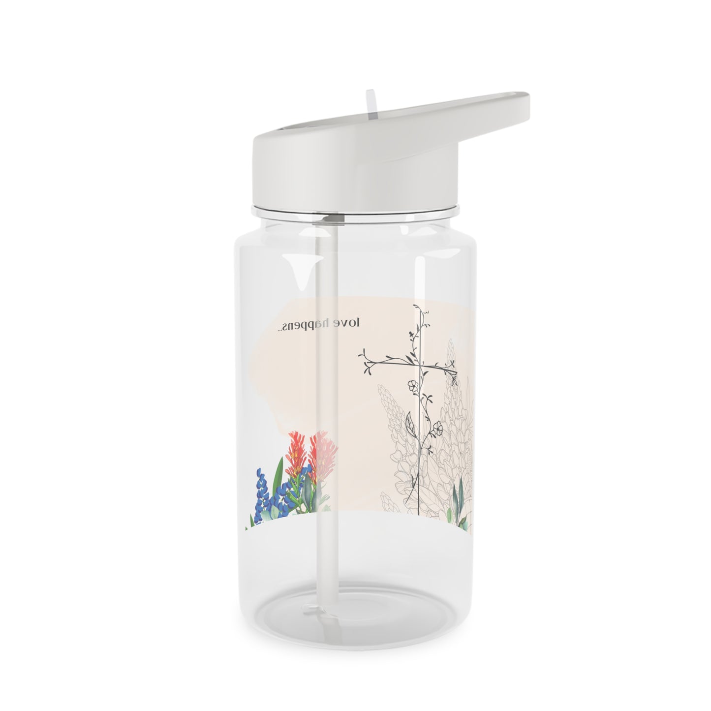 Inspirational Tritan Water Bottle - "Love Happens" Design - Perfect for Fitness and Everyday Use