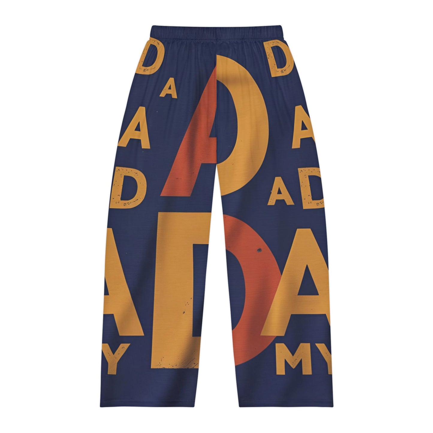 Retro Dad Pattern Pajama Pants – Navy & Gold All-Over Print Loungewear