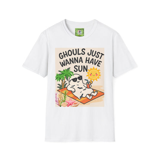 Ghouls Just Wanna Have Sun T-Shirt, Summer Casual Tee, Beach Party Wear, Fun Vacation Shirt, Halloween and Summer Vibes
