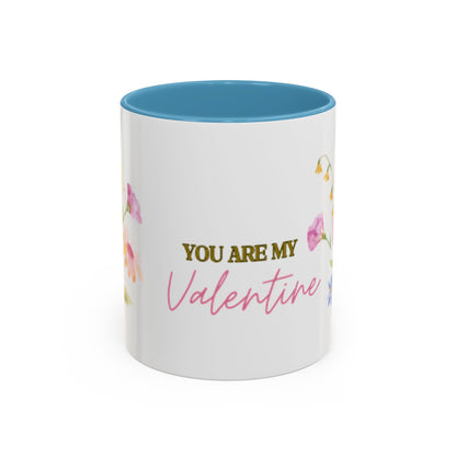 Valentine Floral Coffee Mug — "You Are My Valentine" Accent Mug