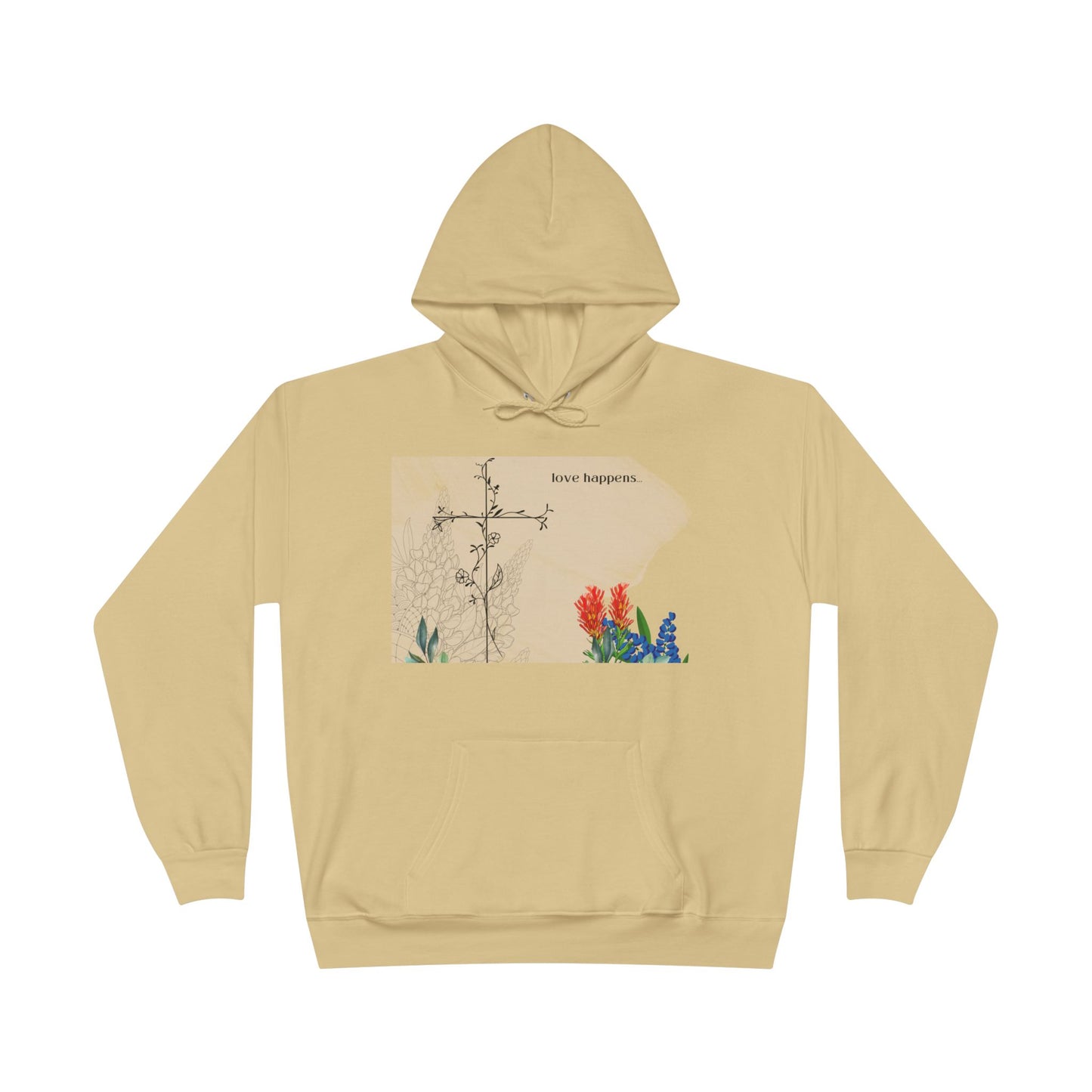 Love Happens Eco-Friendly Hoodie - Floral Design for Nature Lovers