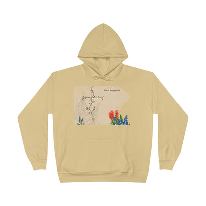Love Happens Eco-Friendly Hoodie - Floral Design for Nature Lovers