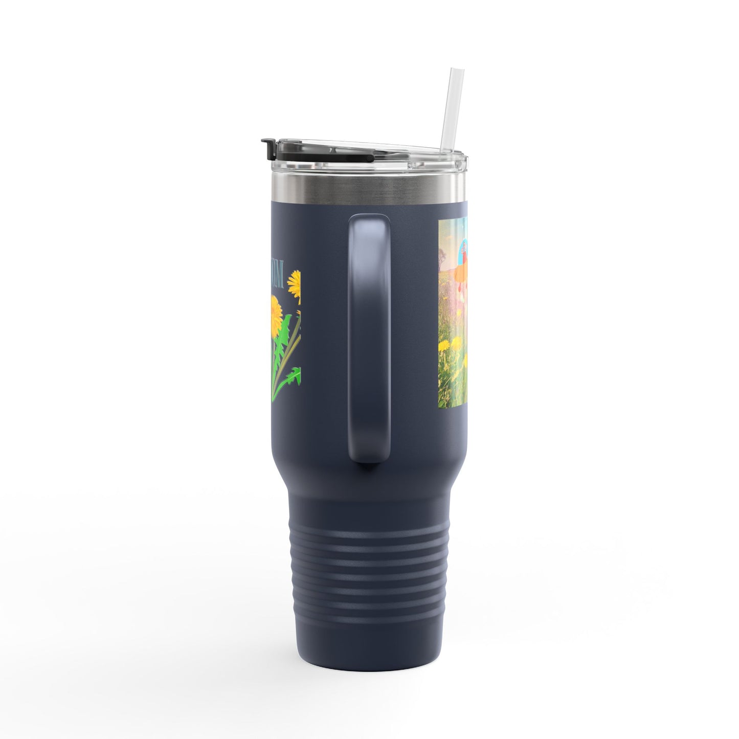 Mom Hero 40oz Insulated Travel Mug - Bright & Cheerful Design