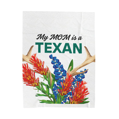 Texas MOM Velveteen Plush Blanket - Cozy Floral Throw for Mother's Day, Birthdays, and Texas Pride