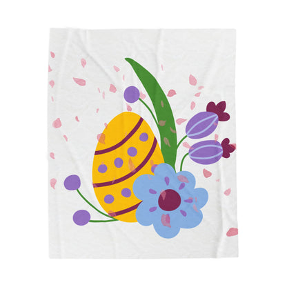 Easter Floral Velveteen Plush Blanket - Cozy Spring Decor