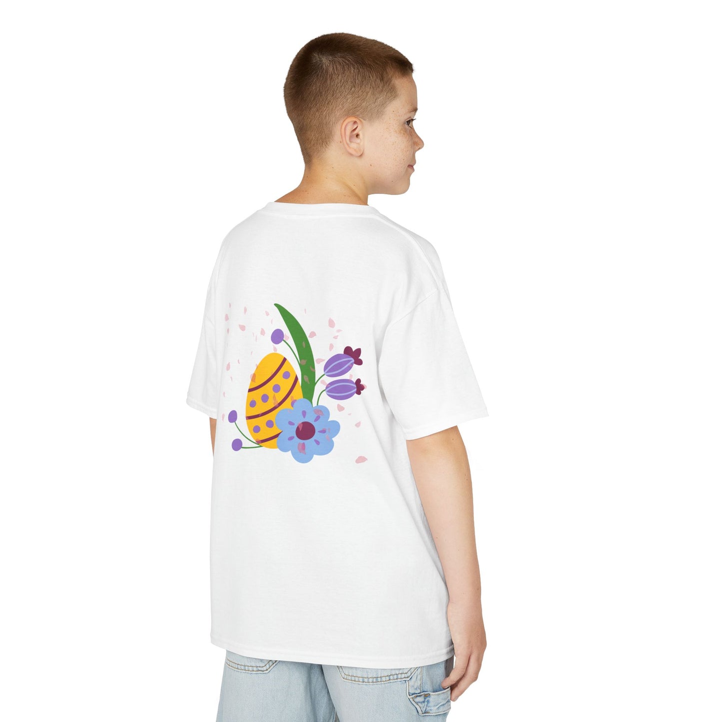 Kids Easter Egg Cotton Tee - Cute Spring Floral Design