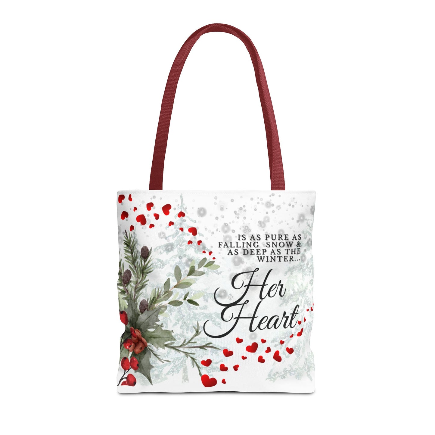 Her Heart Winter Floral Tote Bag – Romantic Valentine’s Day Canvas Tote