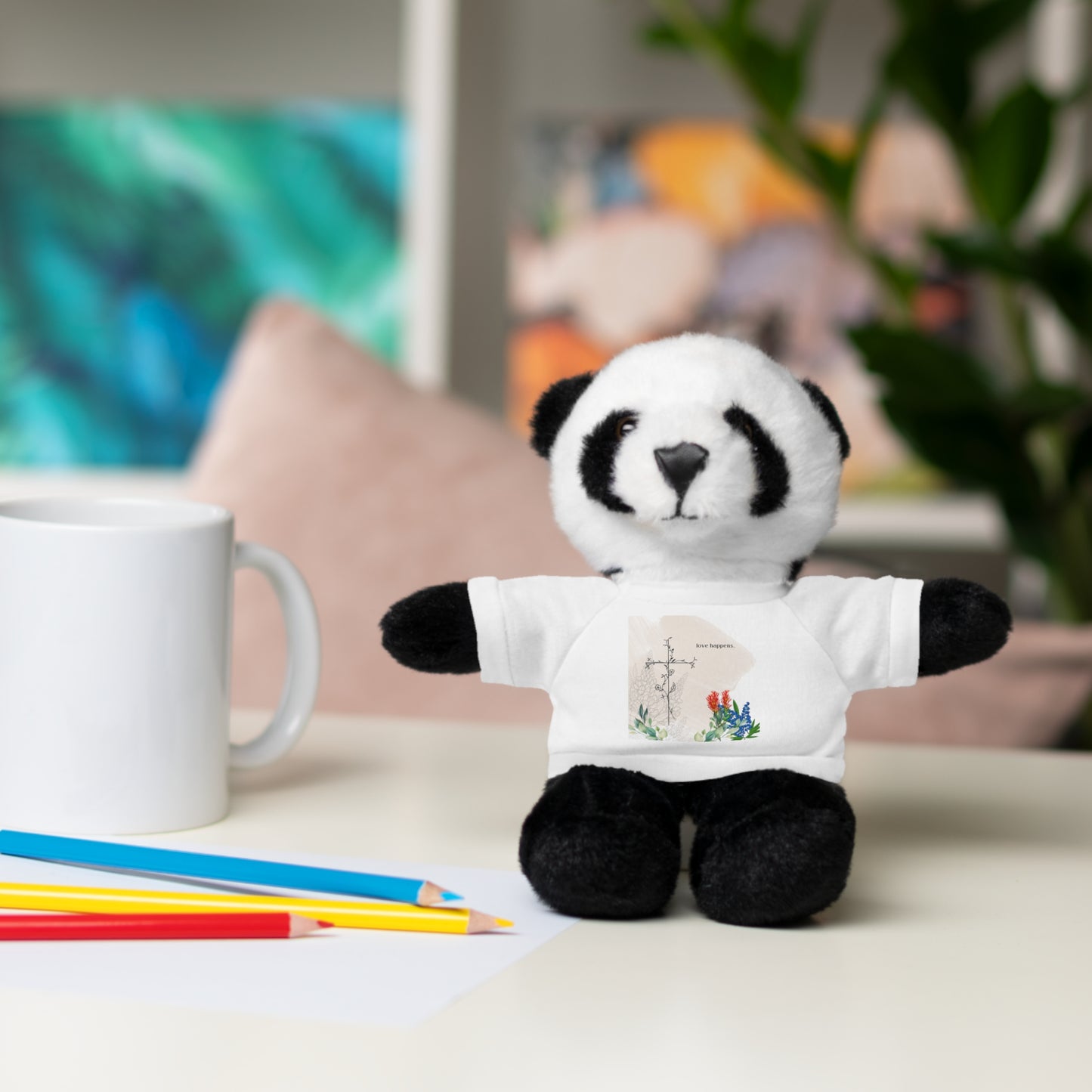 love Happens Stuffed Animal with Custom Tee - Adorable Cuddly Bear Gift for Kids