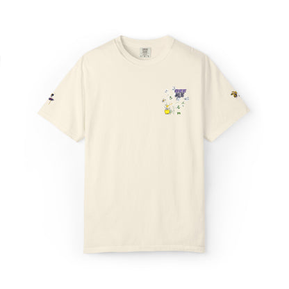 Floral Bee Chest Pocket T‑Shirt — Tiny Wildflower & Bee Graphic