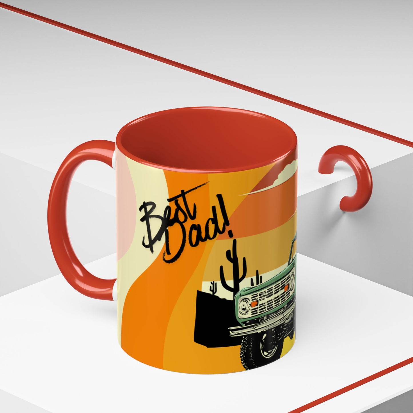 Vintage Off-Road Truck Coffee Mug — Desert Sunset Accent