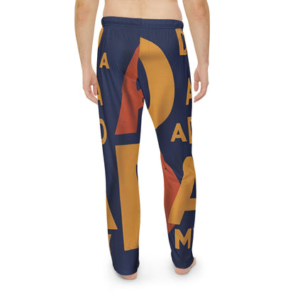 Retro Dad Pattern Pajama Pants – Navy & Gold All-Over Print Loungewear