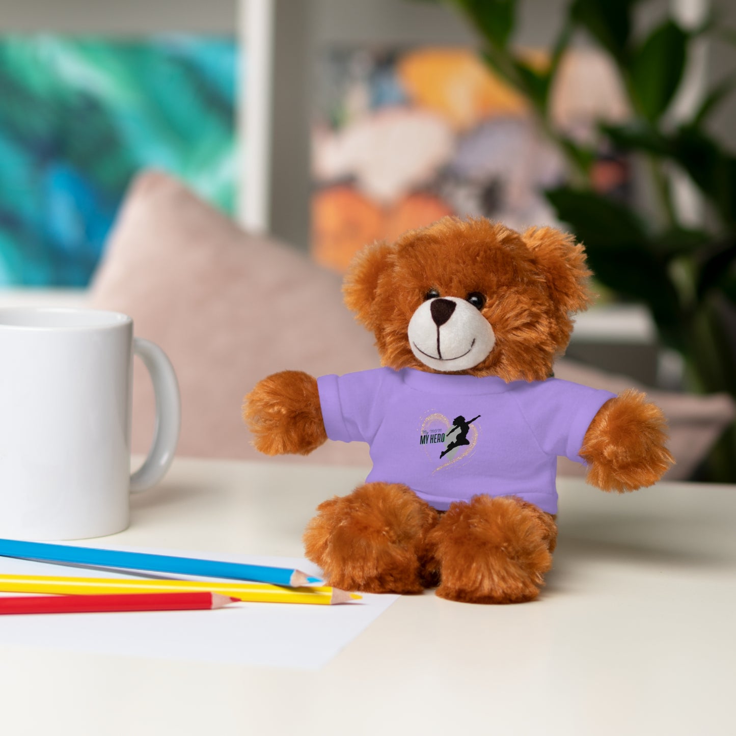 Hero MOM Stuffed Animal with T-Shirt – Customizable Gift for Kids & Collectors