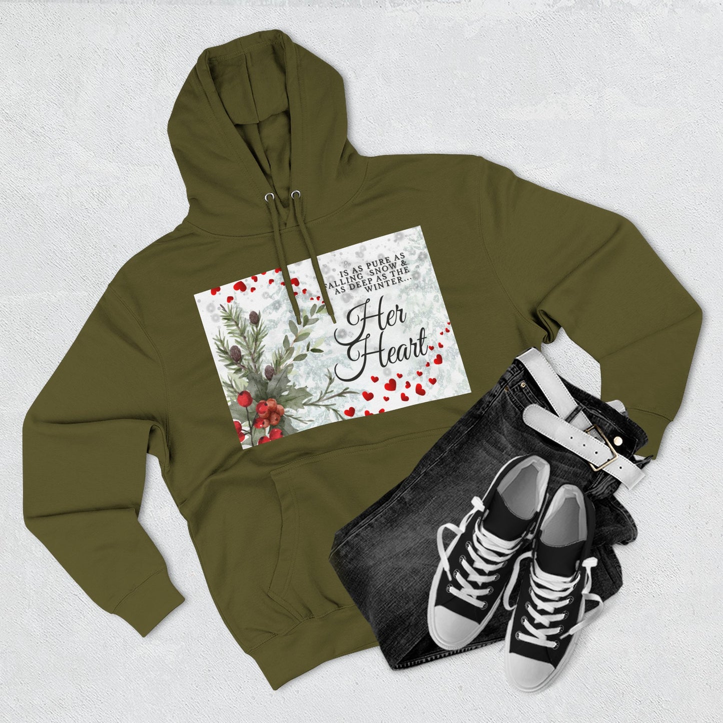 Her Heart Winter Hoodie — Feminine Resilience Fleece Hoodie