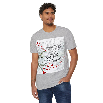 Her Heart Winter T-Shirt — Romantic Holiday Snow & Red Berries Design