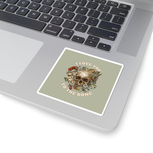 I Love You to the Bone - Skull Kiss-Cut Stickers for Unique Gifts