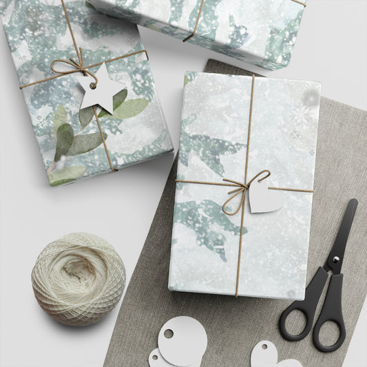 Winter Pine & Hearts Gift Wrapping Paper Sheet
