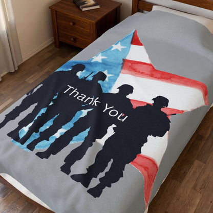 Patriotic Velveteen Plush Blanket – Soft Military Appreciation Throw