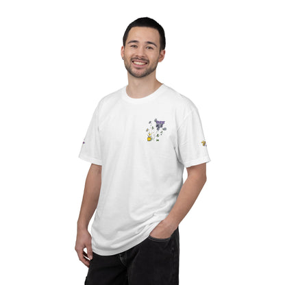 Floral Bee Chest Pocket T‑Shirt — Tiny Wildflower & Bee Graphic