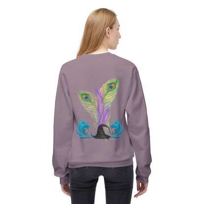 Hallowqueen Sweatshirt — Peacock Feather Witch Hat Halloween Crewneck