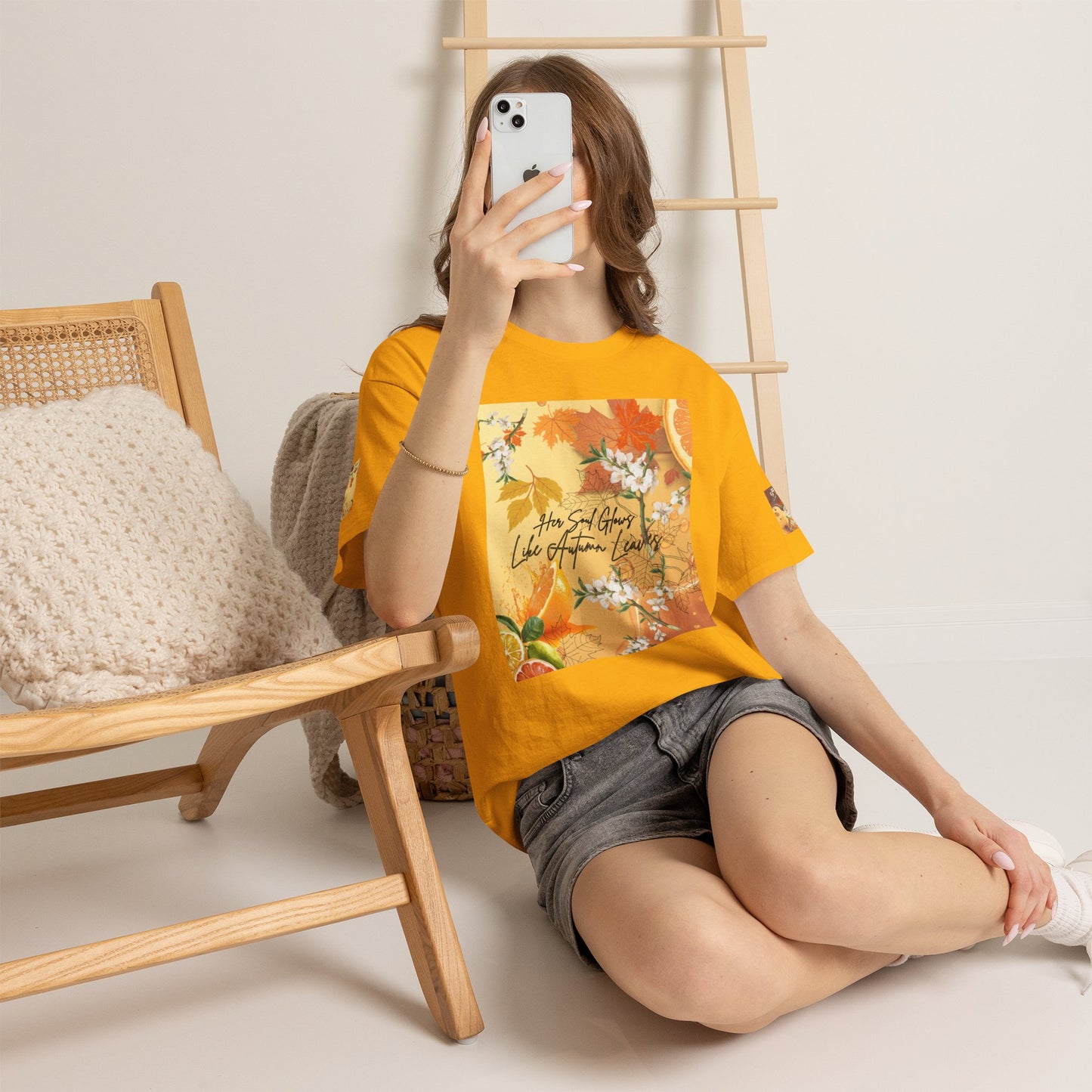 Autumn Citrus Floral Tee — "How God Grows Like Autumn Leaves" Graphic T-Shirt
