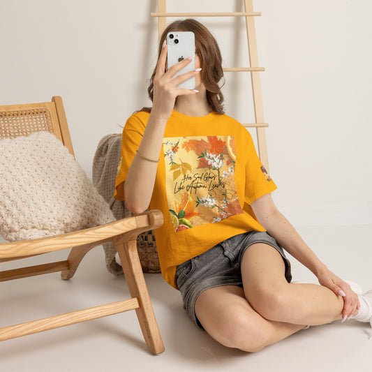Autumn Citrus Floral Tee — "How God Grows Like Autumn Leaves" Graphic T-Shirt