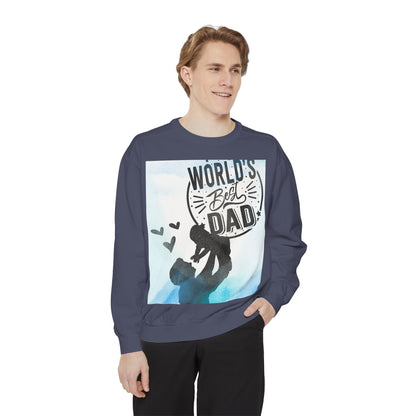 World's Best Dad Sweatshirt — Silhouette Father & Child Watercolor Design
