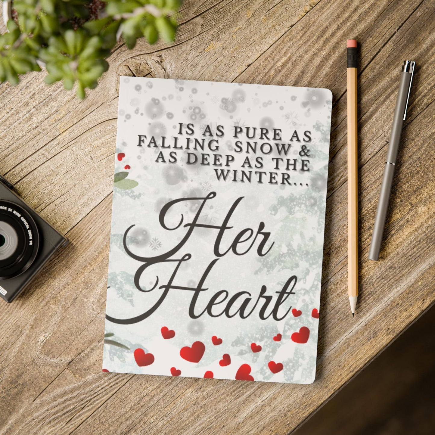 Her Heart Winter Floral Softcover Journal — Romantic Snowy Keepsake Notebook