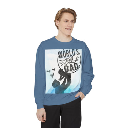 World's Best Dad Sweatshirt — Silhouette Father & Child Watercolor Design