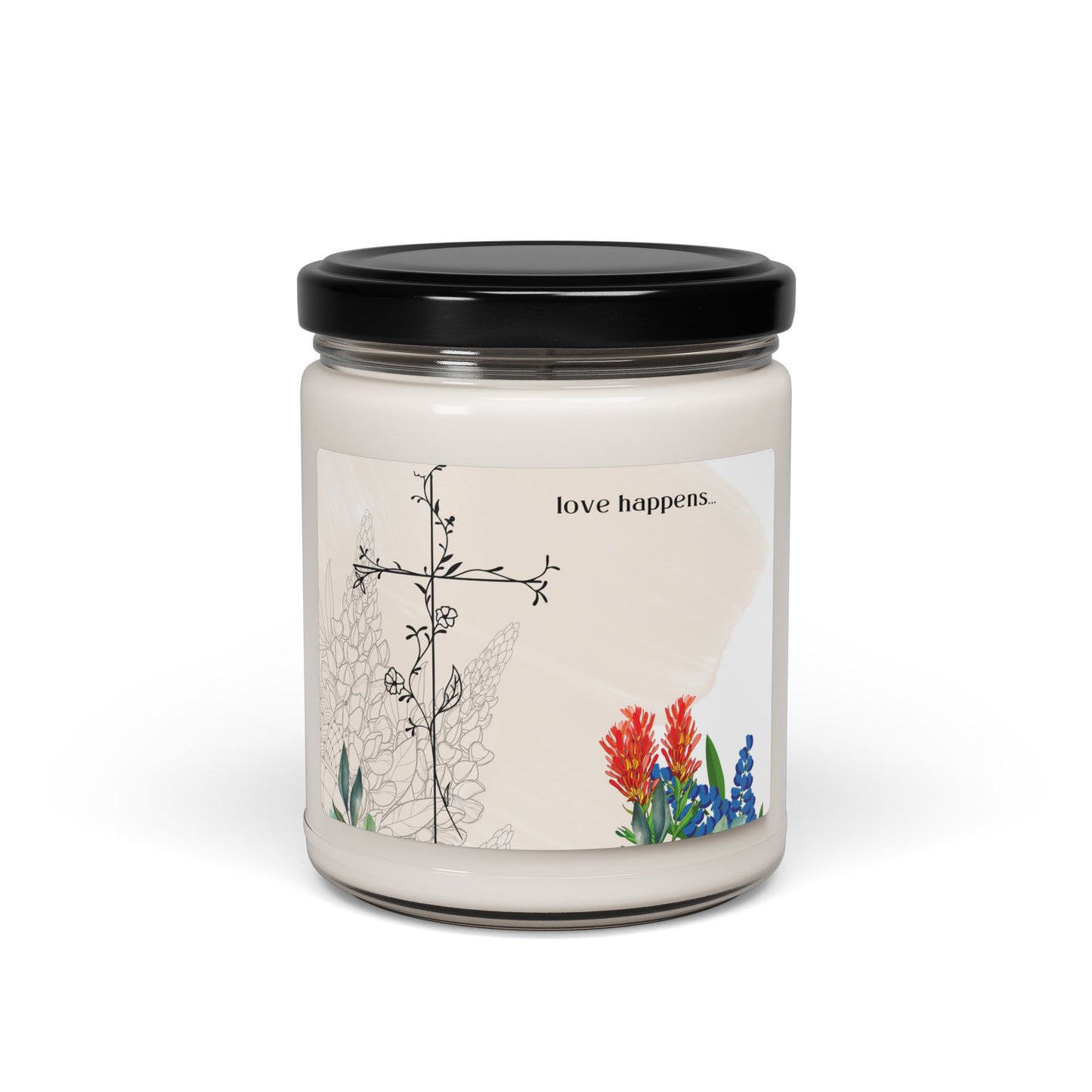 Scented Soy Candle - "Love Happens" - Floral Aromatherapy for Home Decor