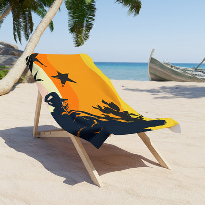 Retro Surf Beach Towel — Dad Cactus Sunset Silhouette