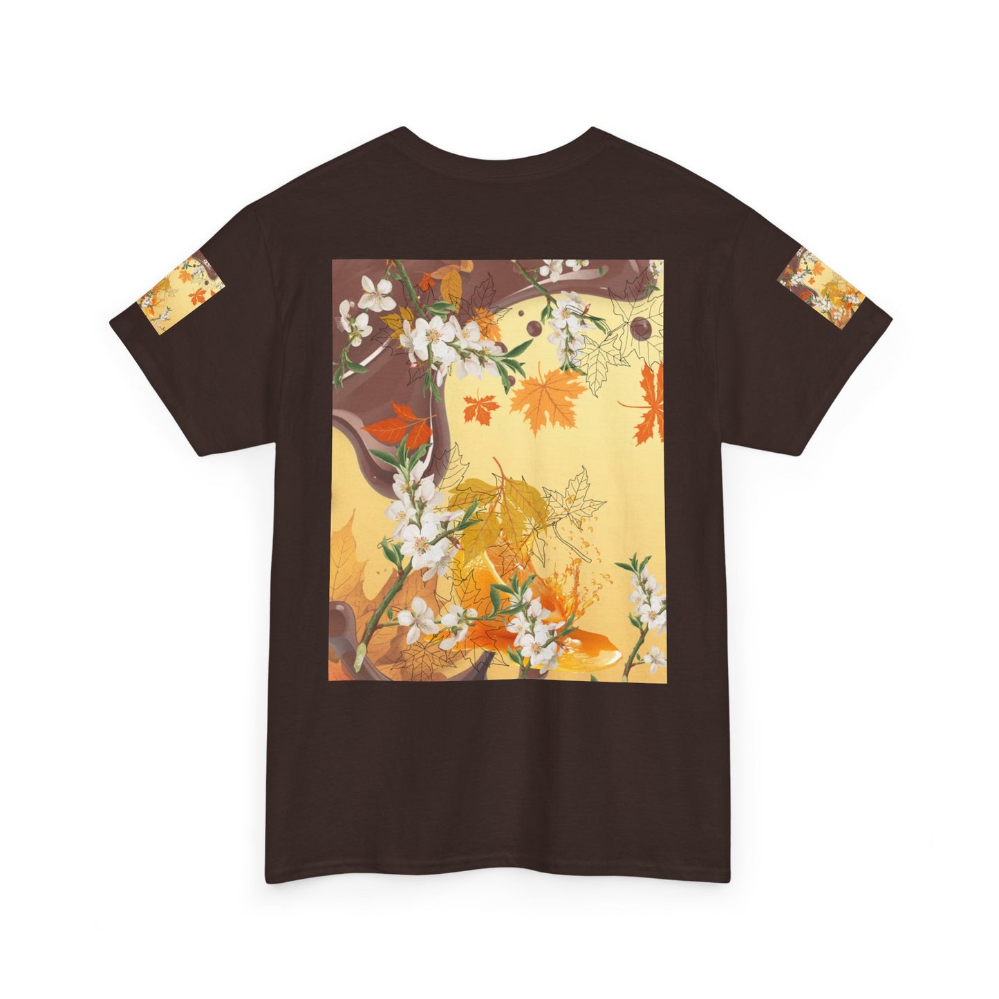 Autumn Citrus Floral Tee — "How God Grows Like Autumn Leaves" Graphic T-Shirt