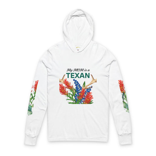 Mom is a Texan Bluebonnet- Long Sleeve Hoodie - Floral Design - Unisex