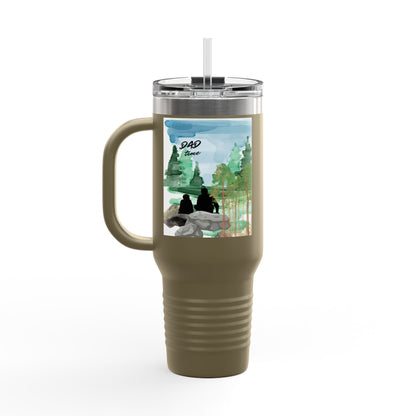 Dad Time 40oz Insulated Travel Mug – Scenic Nature Tumbler with Handle