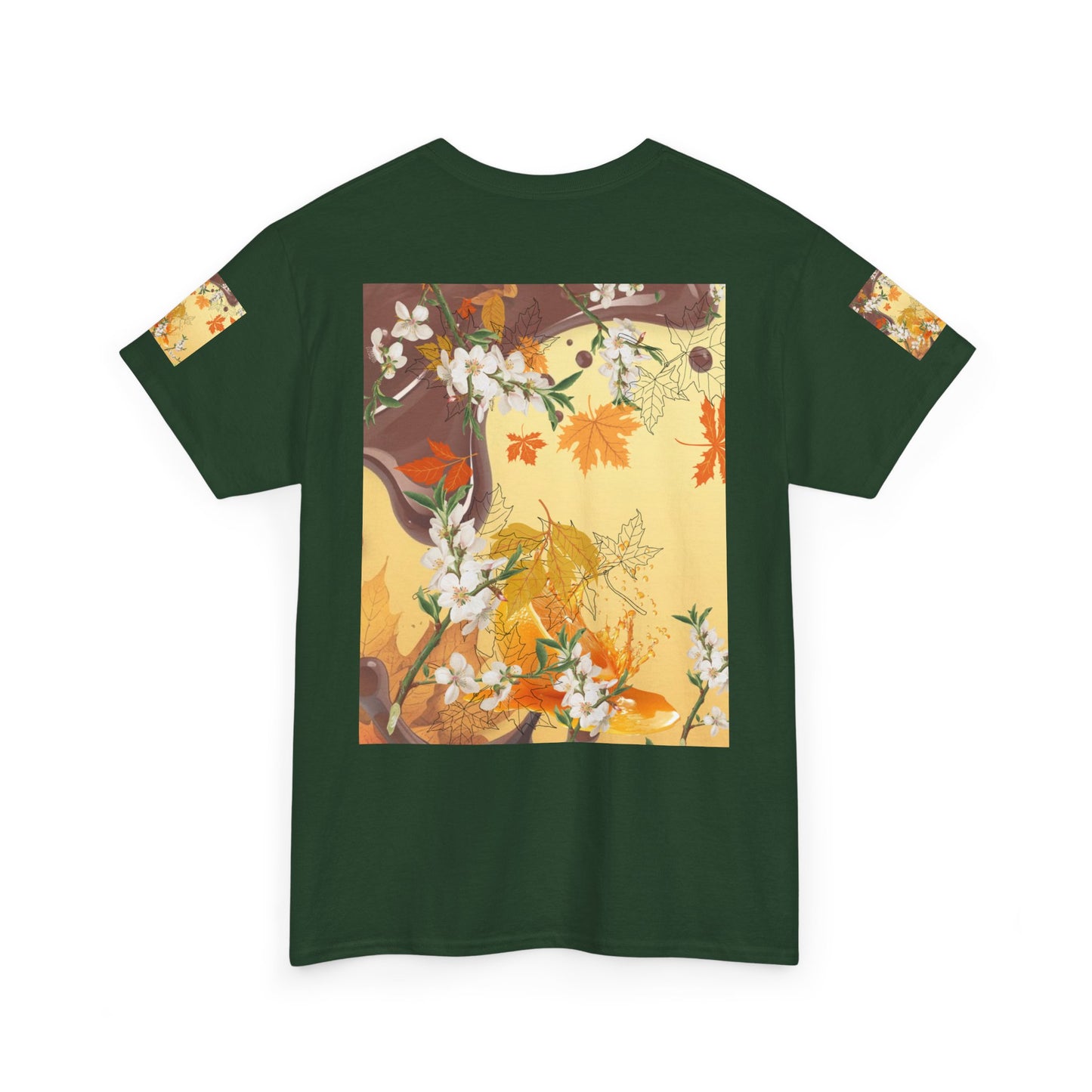 Autumn Citrus Floral Tee — "How God Grows Like Autumn Leaves" Graphic T-Shirt