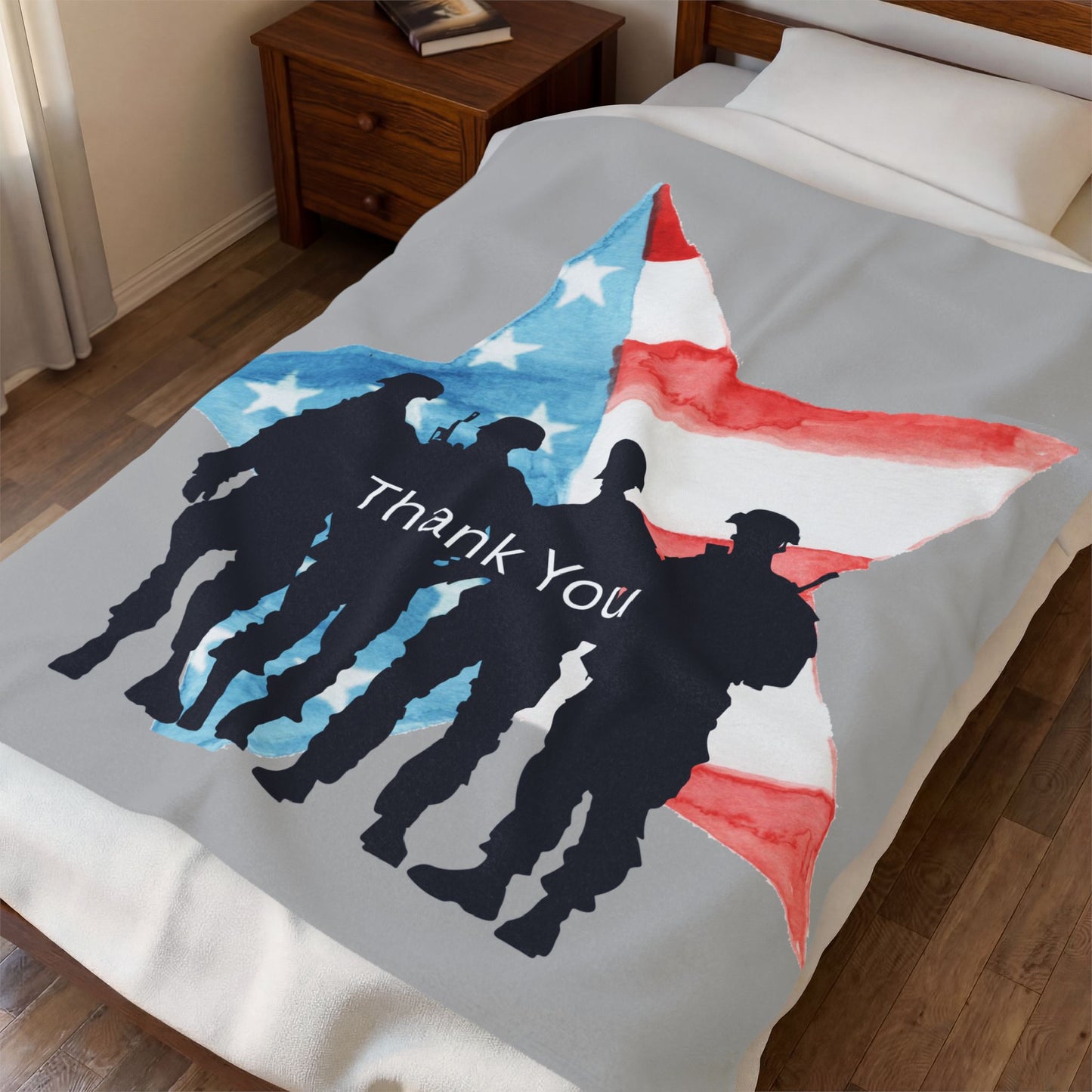 Patriotic Velveteen Plush Blanket – Soft Military Appreciation Throw