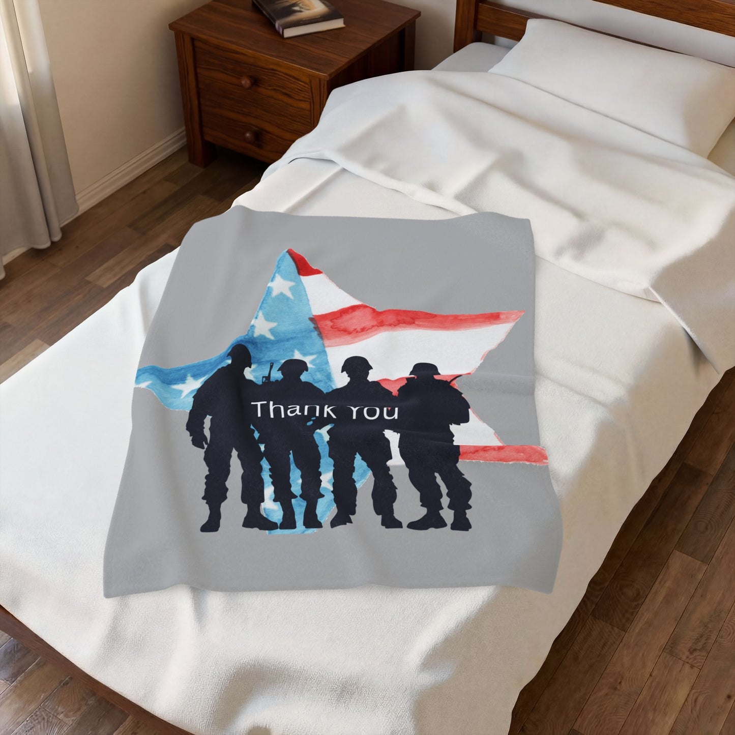 Patriotic Velveteen Plush Blanket – Soft Military Appreciation Throw