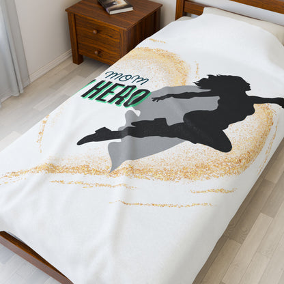 My Mom, My Hero Velveteen Plush Blanket - Cozy Gift for Moms