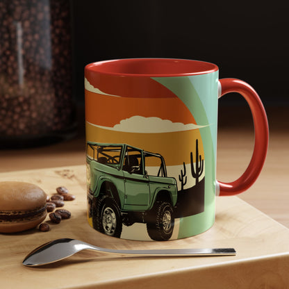 Vintage Off-Road Truck Coffee Mug — Desert Sunset Accent