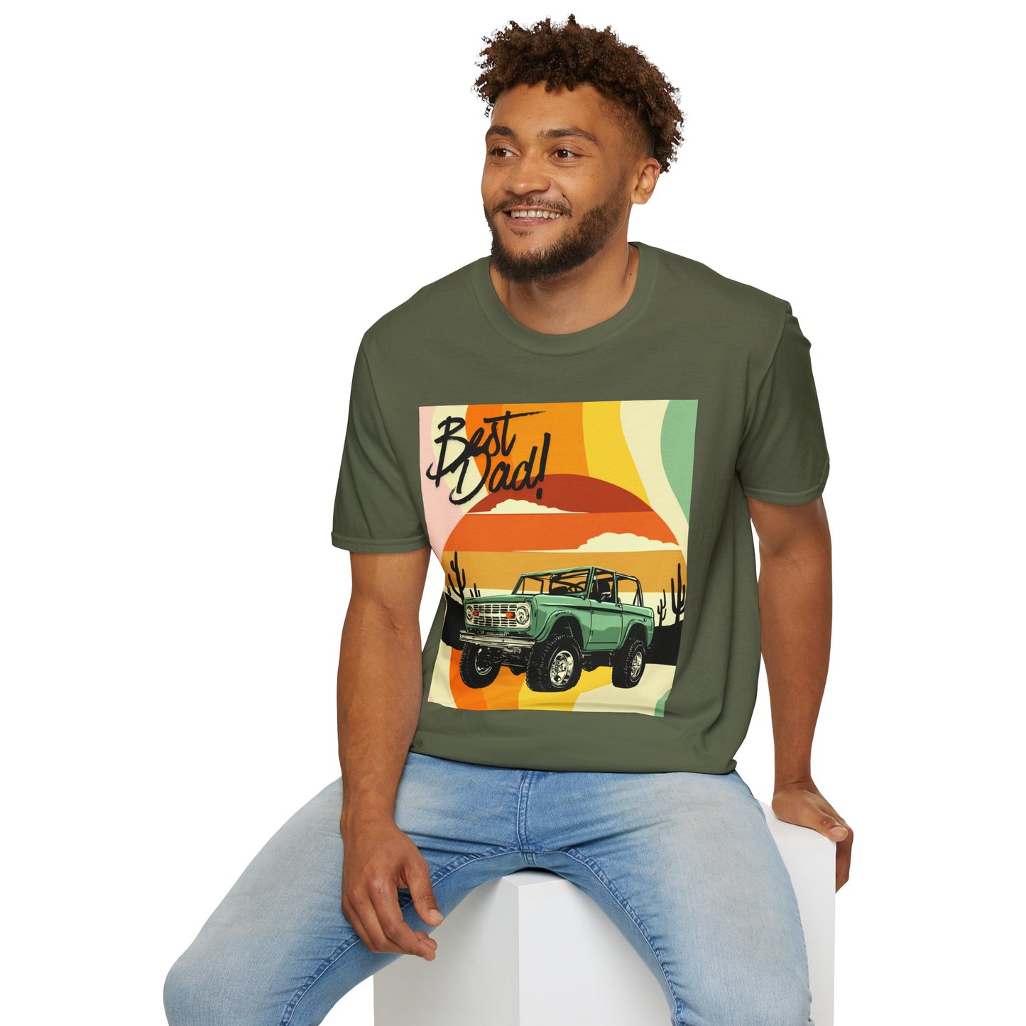 Best Dad Vintage Sunset Jeep T-Shirt